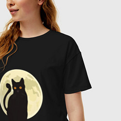 Футболка оверсайз женская Moon Cat, цвет: черный — фото 2