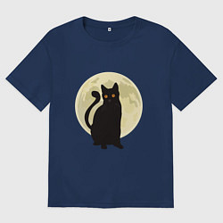 Футболка оверсайз женская Moon Cat, цвет: тёмно-синий