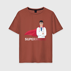Футболка оверсайз женская Супер врач Super Doc Z, цвет: кирпичный