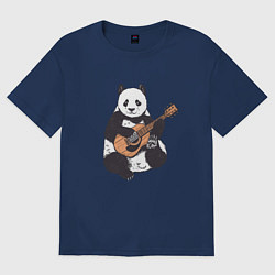 Футболка оверсайз женская Панда гитарист Panda Guitar, цвет: тёмно-синий