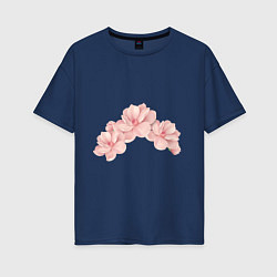 Женская футболка оверсайз Розовые цветы вишни