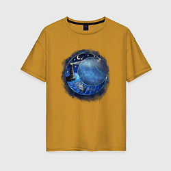 Женская футболка оверсайз Лунная ночь у моря