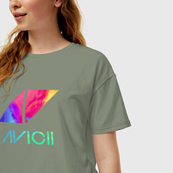 Футболка оверсайз женская AVICII RAIBOW, цвет: авокадо — фото 2