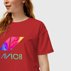 Футболка оверсайз женская AVICII RAIBOW, цвет: красный — фото 2