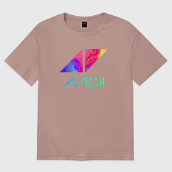Футболка оверсайз женская AVICII RAIBOW, цвет: пыльно-розовый