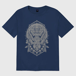 Футболка оверсайз женская Трицератопс, цвет: тёмно-синий