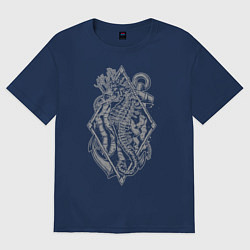 Футболка оверсайз женская Морской конек, цвет: тёмно-синий