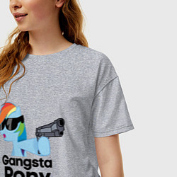 Футболка оверсайз женская Gangsta pony, цвет: меланж — фото 2