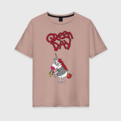Футболка оверсайз женская Green Day Unicorn, цвет: пыльно-розовый