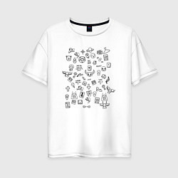 Футболка оверсайз женская THE BINDING OF ISAAC СТИКИ, цвет: белый