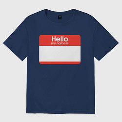 Футболка оверсайз женская Стикер - напиши свое имя, цвет: тёмно-синий