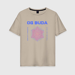 Футболка оверсайз женская OG BUDA ОПГ СИТИ FREERIO SEXY DRILL, цвет: миндальный