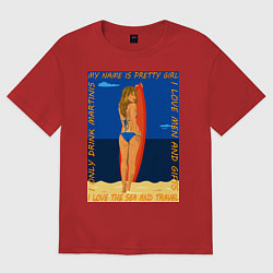 Женская футболка оверсайз Женщина на море