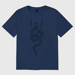 Футболка оверсайз женская Лунная змея, цвет: тёмно-синий