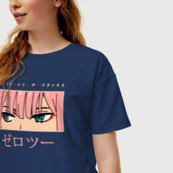 Футболка оверсайз женская Darling in the Franxx 02 глаза, цвет: тёмно-синий — фото 2