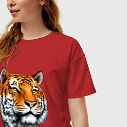 Футболка оверсайз женская Тигр, цвет: красный — фото 2