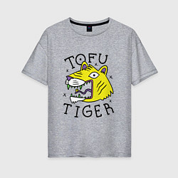 Футболка оверсайз женская Tofu Tiger Тигр Сыр Тофу, цвет: меланж