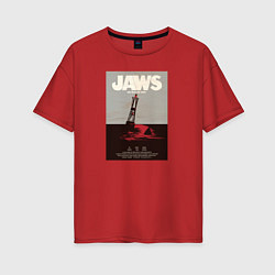 Футболка оверсайз женская Челюсти Jaws, цвет: красный