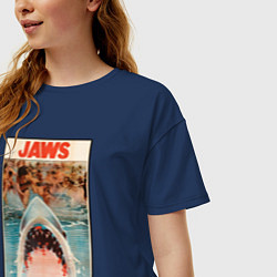 Футболка оверсайз женская Jaws beach poster, цвет: тёмно-синий — фото 2