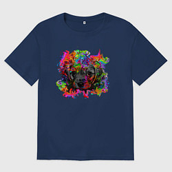 Футболка оверсайз женская Милый щеночек, цвет: тёмно-синий