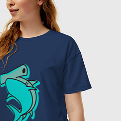 Футболка оверсайз женская Акула молот, цвет: тёмно-синий — фото 2