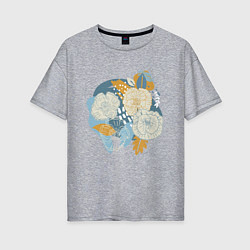 Женская футболка оверсайз Абстрактный букет цветов