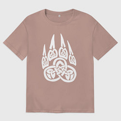 Футболка оверсайз женская Символ Велеса Медвежья лапа, цвет: пыльно-розовый