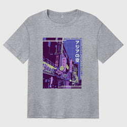 Футболка оверсайз женская Neon Asian Street Vaporwave, цвет: меланж