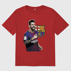 Футболка оверсайз женская Lionel Messi Barcelona Argentina, цвет: красный
