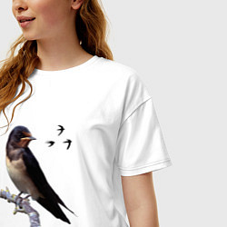 Футболка оверсайз женская Деревенская ласточка, цвет: белый — фото 2