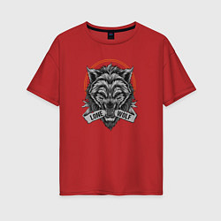 Женская футболка оверсайз Одинокий волк