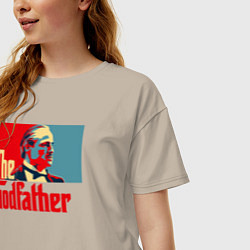 Футболка оверсайз женская Godfather logo, цвет: миндальный — фото 2