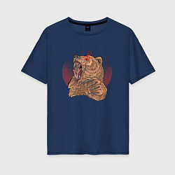 Женская футболка оверсайз Злой медведь