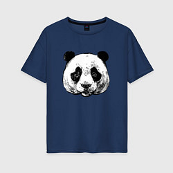Футболка оверсайз женская Голова панды, цвет: тёмно-синий