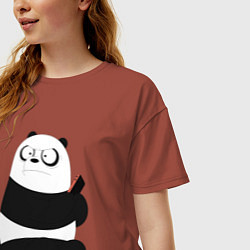 Футболка оверсайз женская Возмущенная панда, цвет: кирпичный — фото 2
