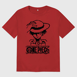 Футболка оверсайз женская Луффи пират Соломенной шляпы, цвет: красный