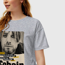 Футболка оверсайз женская Kurt Cobain paper cuts, цвет: меланж — фото 2