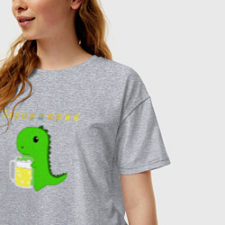 Футболка оверсайз женская Пивозаврик, цвет: меланж — фото 2