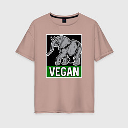 Женская футболка оверсайз Vegan elephant