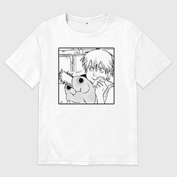 Футболка оверсайз женская Человек — бензопила, цвет: белый