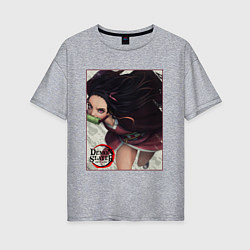 Женская футболка оверсайз Клинок рассекающий демонов Незуко