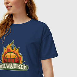 Футболка оверсайз женская Milwaukee Fire, цвет: тёмно-синий — фото 2