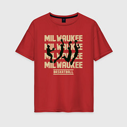 Футболка оверсайз женская Milwaukee Basketball, цвет: красный