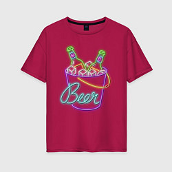 Футболка оверсайз женская Ice Beer, цвет: маджента