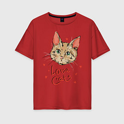 Женская футболка оверсайз Люблю котиков