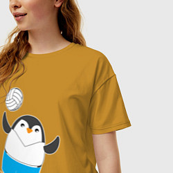 Футболка оверсайз женская Волейбол - Пингвин, цвет: горчичный — фото 2