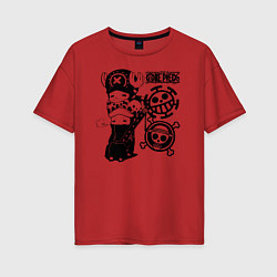 Женская футболка оверсайз Тони Тони Чоппер и Трафальгар Ло One Piece