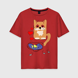 Женская футболка оверсайз Рыжий кот