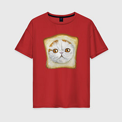 Женская футболка оверсайз Bread Cat