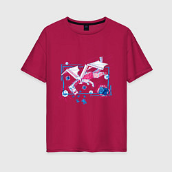 Футболка оверсайз женская Майнкрафт дракон края, цвет: маджента